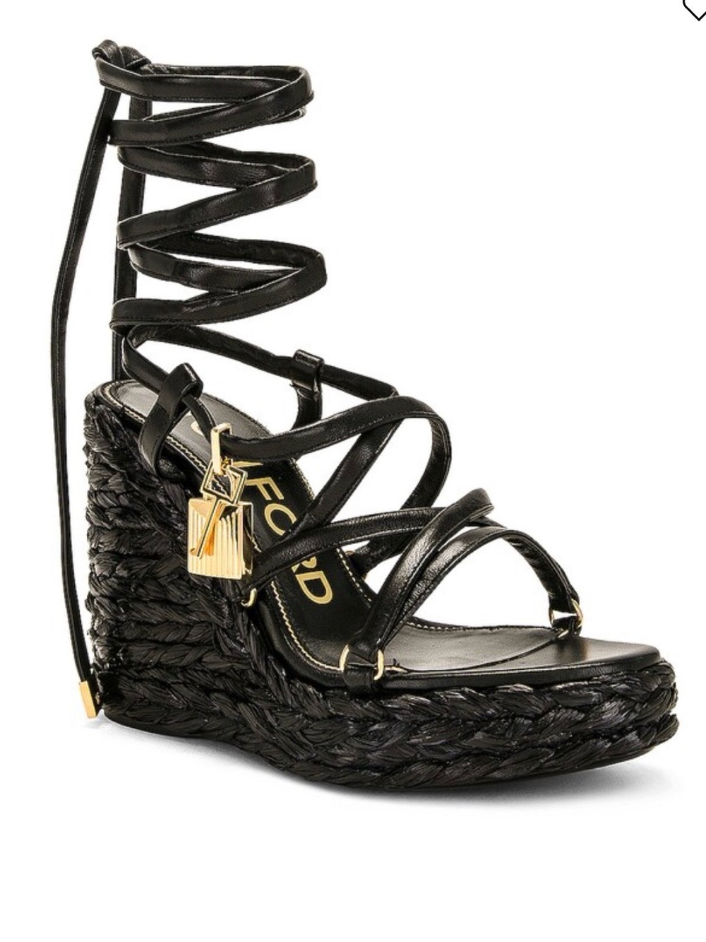 TOM FORD Maxi Rope Ankle Wrap Wedge Sandal